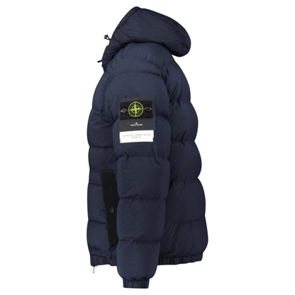 Stone Island Hooded Puffer Jacket In Seamless Tunnel Nylon Navy - Kick Game