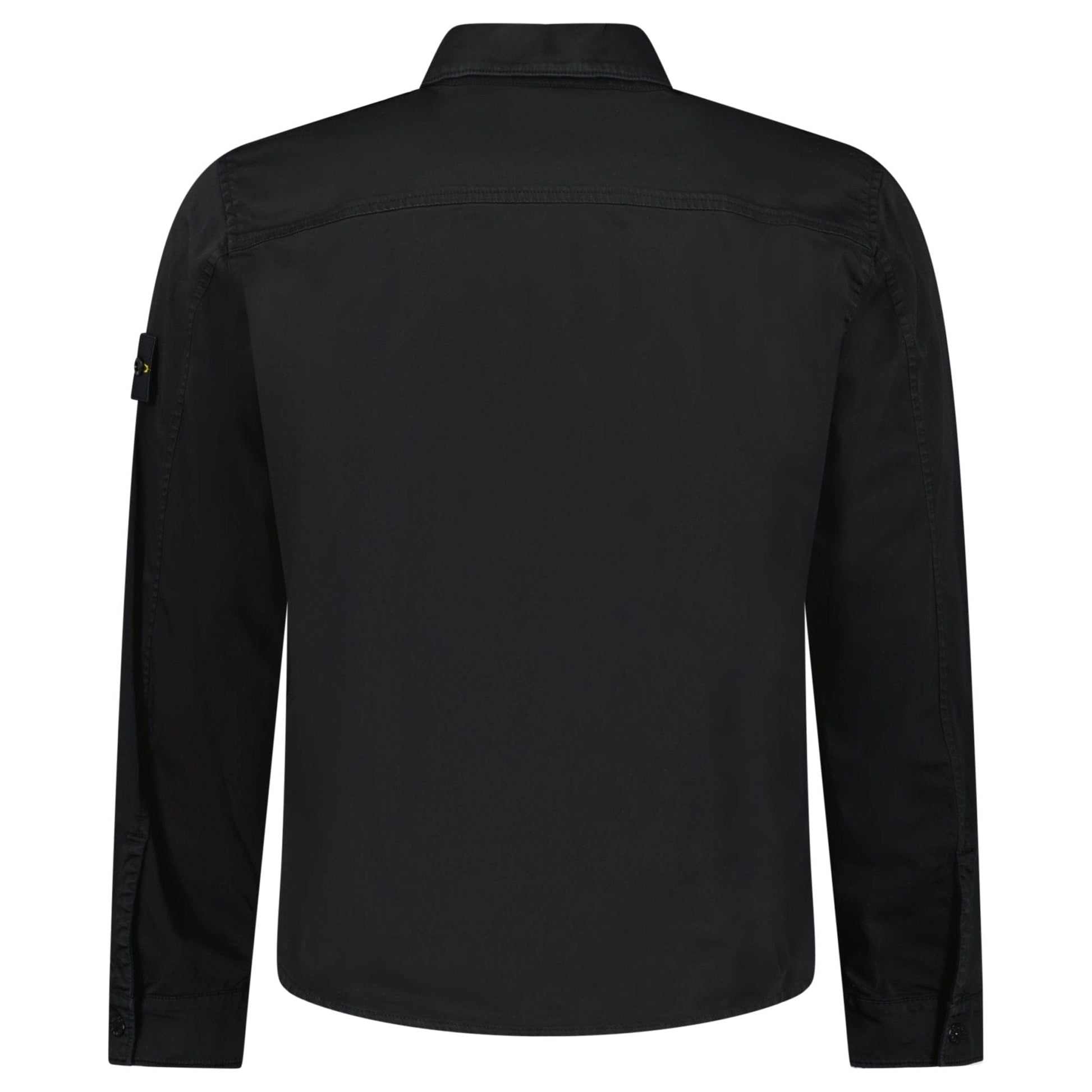 Stone Island Stretch Organic Cotton Satin Overshirt in Black - Kick Game