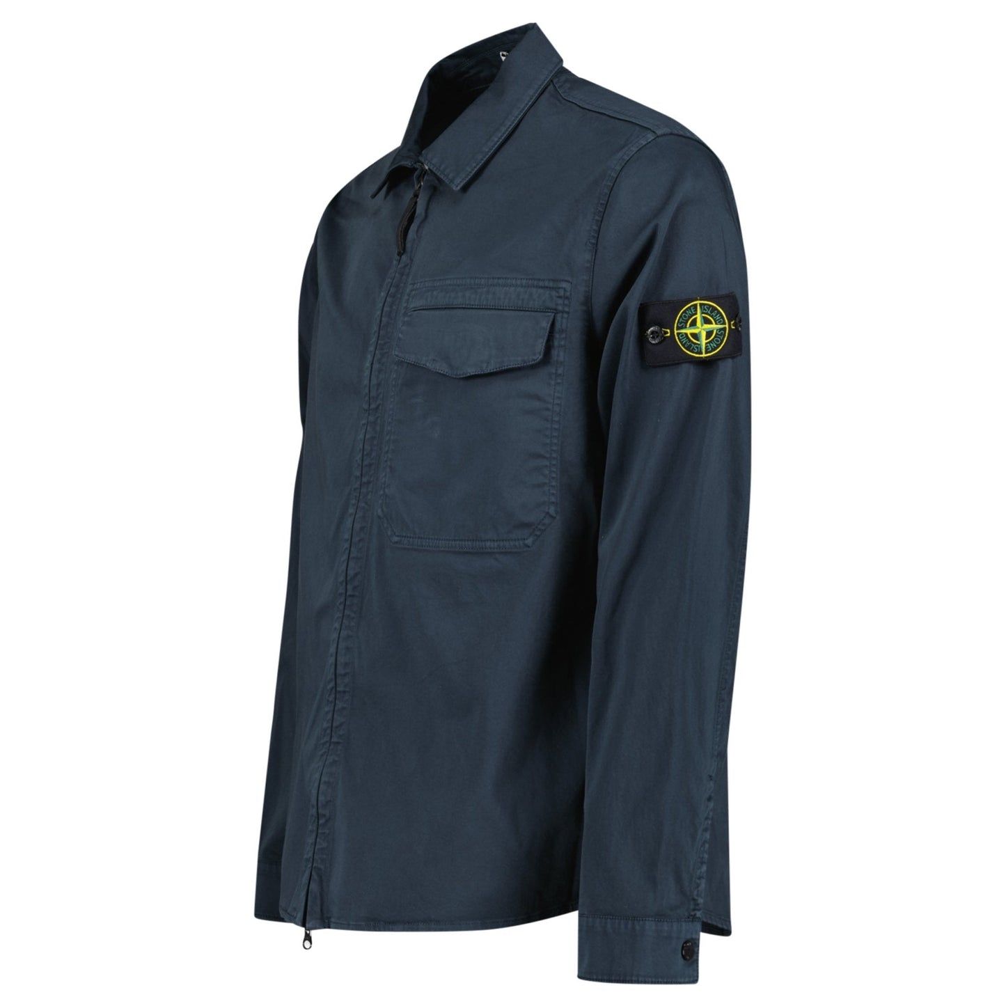 Stone Island Stretch Organic Cotton Satin Overshirt in Navy - Kick Game