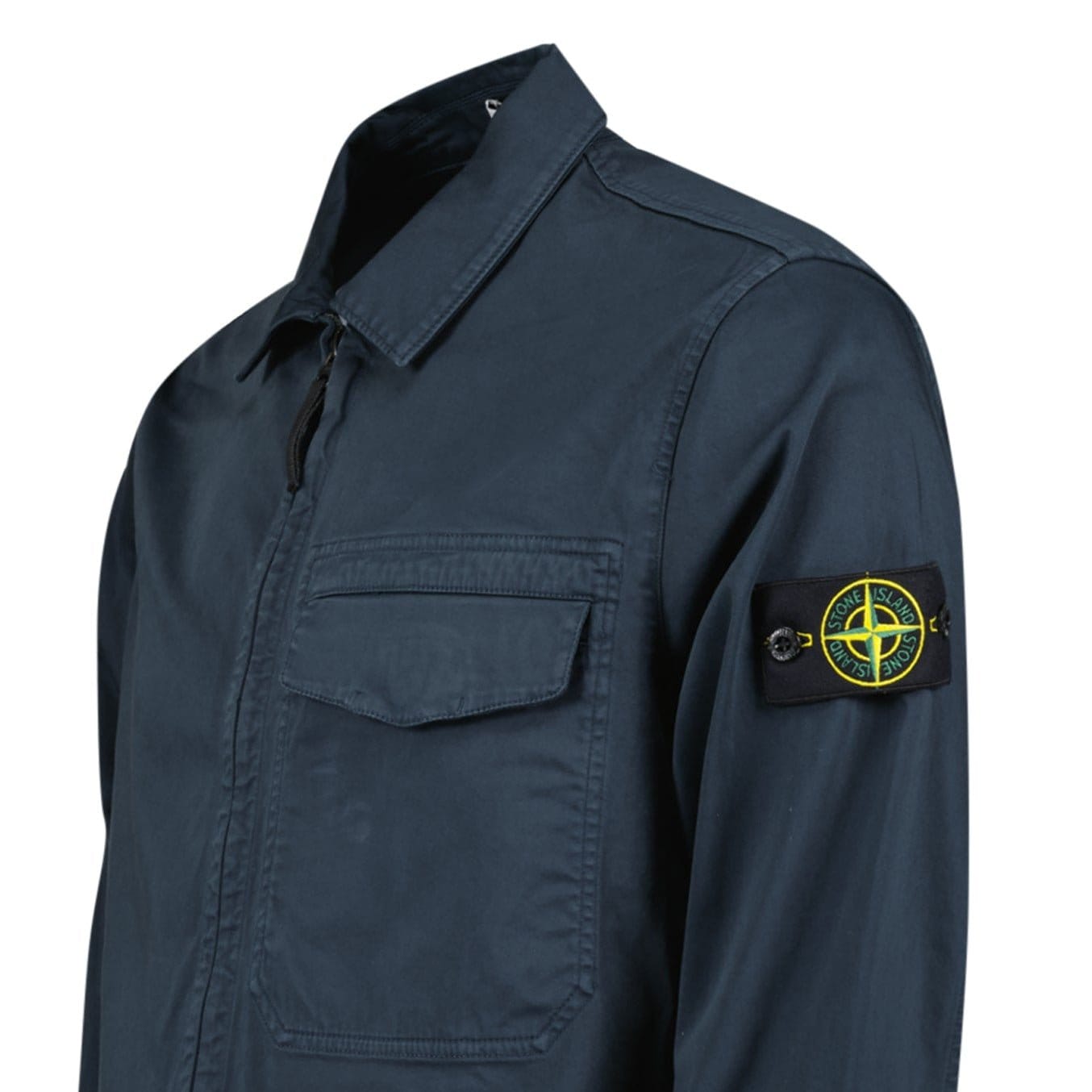 Stone Island Stretch Organic Cotton Satin Overshirt in Navy - Kick Game