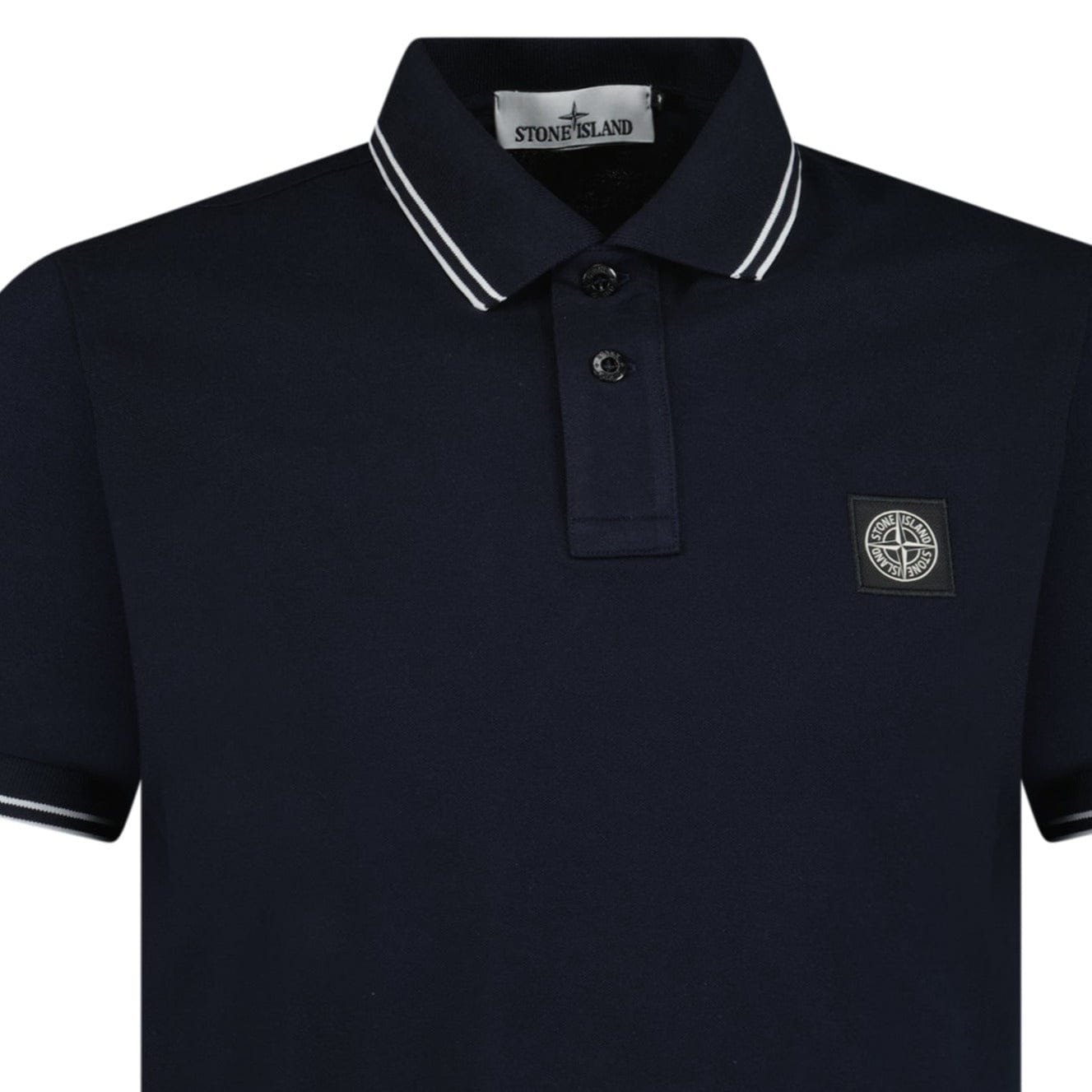 Stone Island Stripe Collar Polo T-Shirt Slim Fit Navy - Kick Game