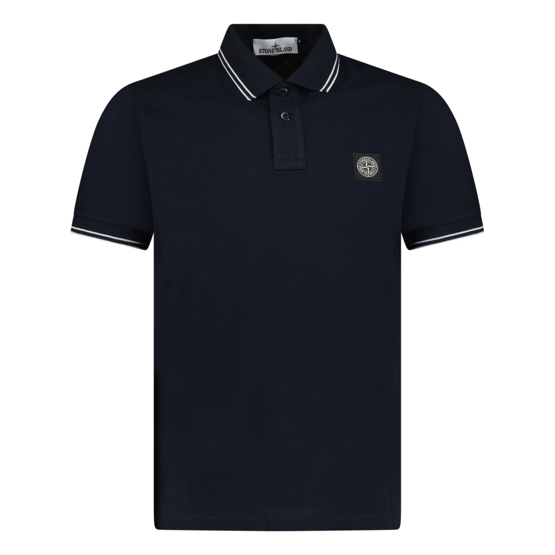 Stone Island Stripe Collar Polo T-Shirt Slim Fit Navy - Kick Game