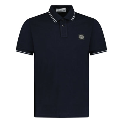 Stone Island Stripe Collar Polo T-Shirt Slim Fit Navy - Kick Game