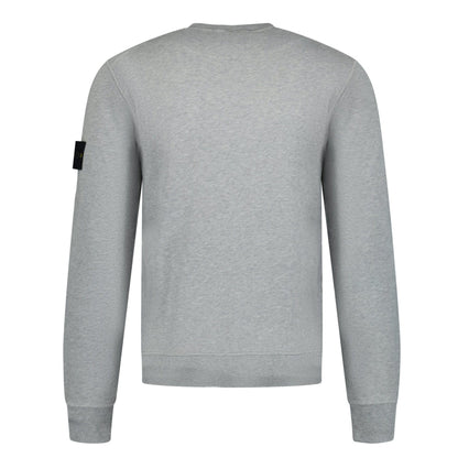 Stone Island Compass Badge Organic Cotton Crewneck Sweatshirt Grey - Kick Game