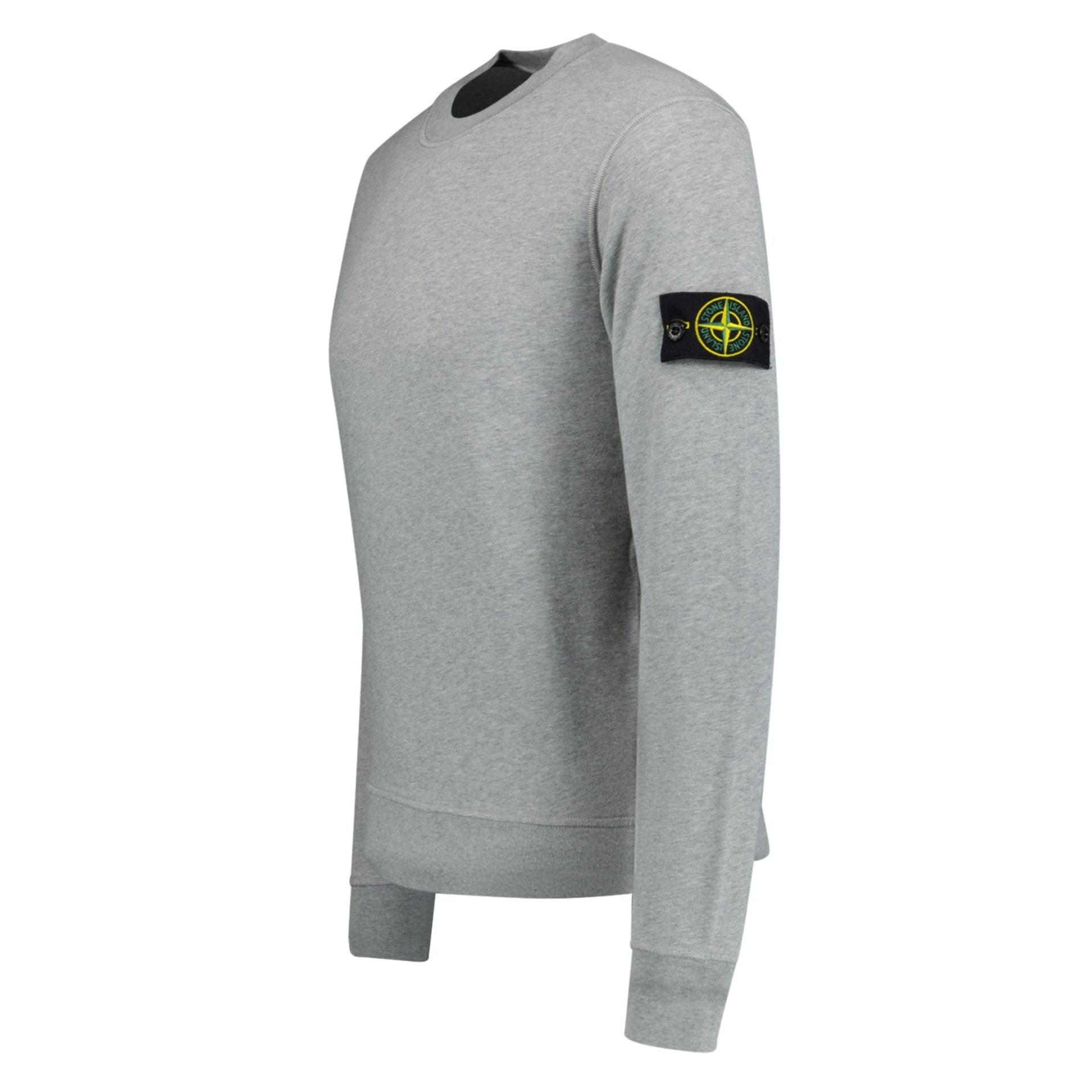Stone Island Compass Badge Organic Cotton Crewneck Sweatshirt Grey - Kick Game