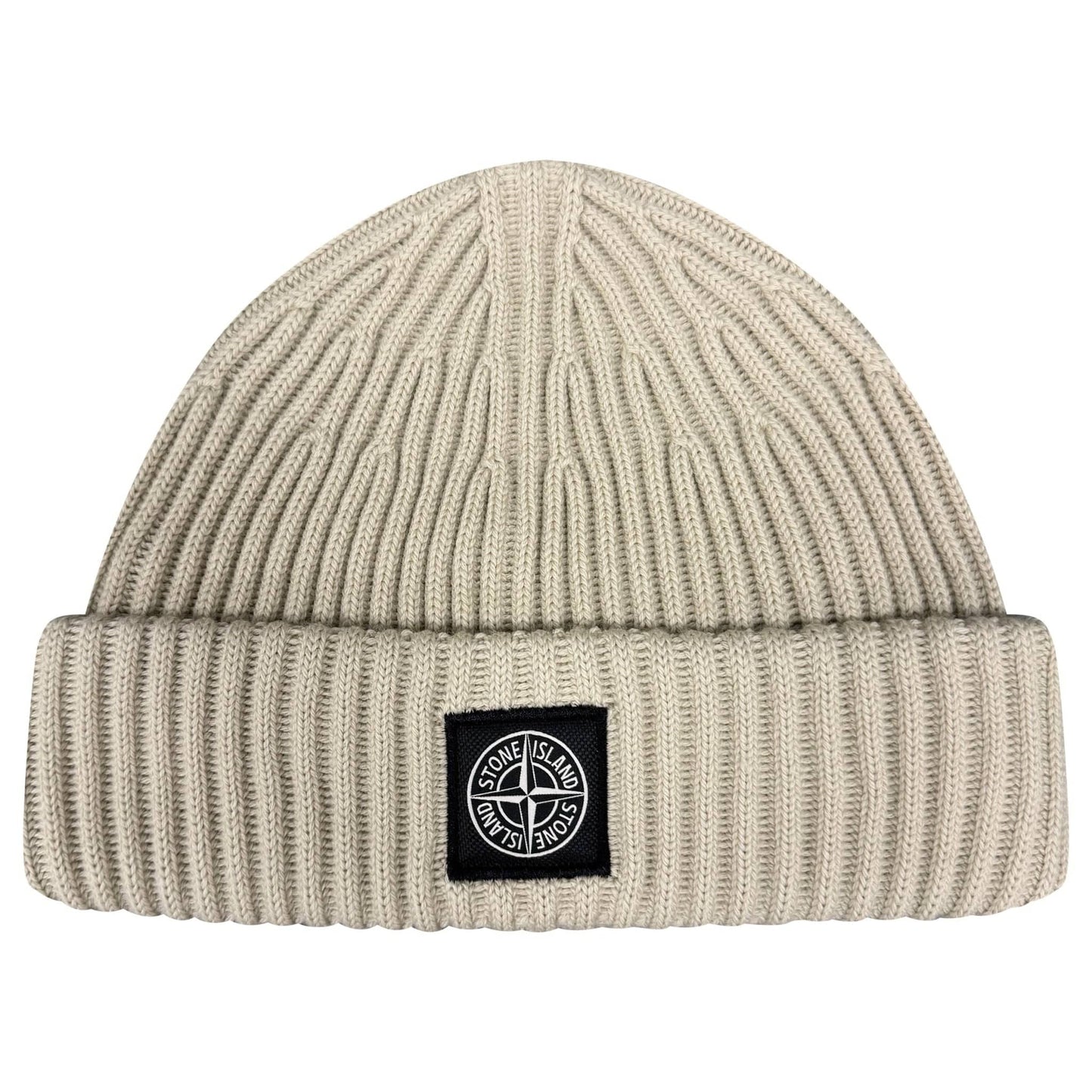 Stone Island Thick Ribbed Wool Beanie Hat Beige - Kick Game