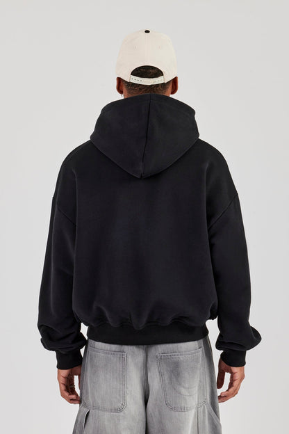 Mens Boxy Hoodie - Black - Kick Game