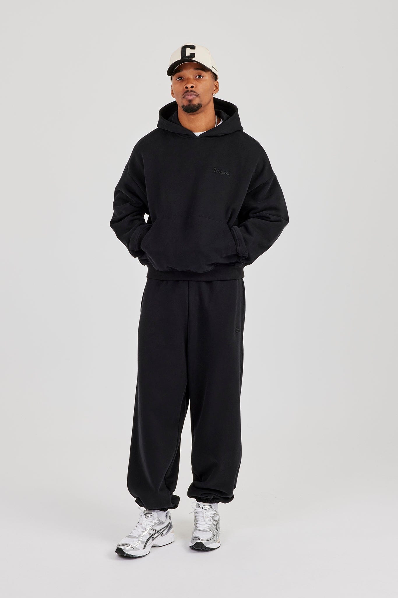 Mens Boxy Hoodie - Black - Kick Game