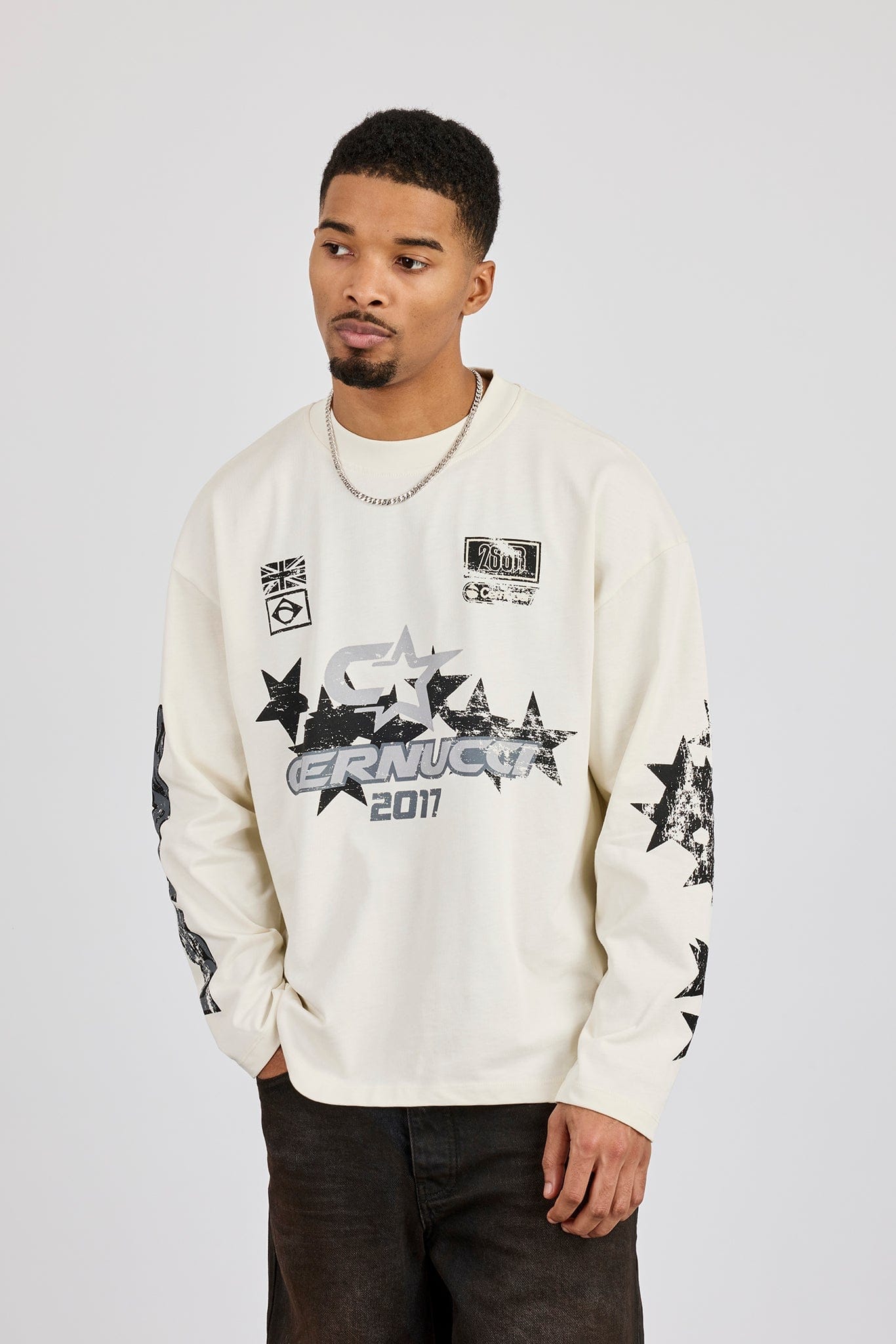 Long Sleeve Cernucci 2017 Graphic T-Shirt - Off White - Kick Game
