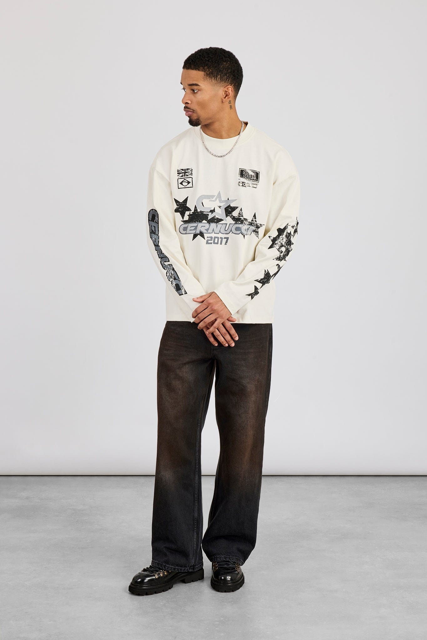 Long Sleeve Cernucci 2017 Graphic T-Shirt - Off White - Kick Game