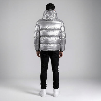 Cosmos Hooded Down Jacket - Silver - Kick Game