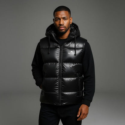 Helvetica Mountain Pioneers Space Sleeveless Hooded Jacket - Kick Game