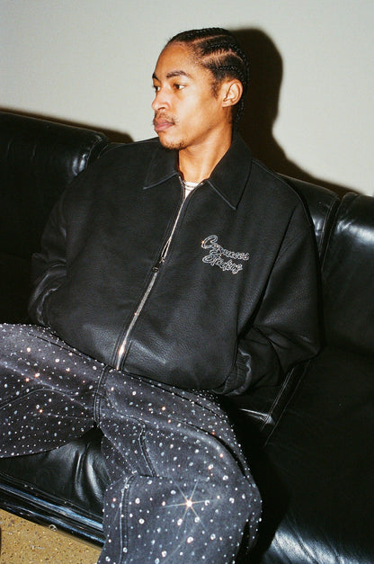 Cernucci Rhinestone Studios PU Bomber Jacket - Kick Game