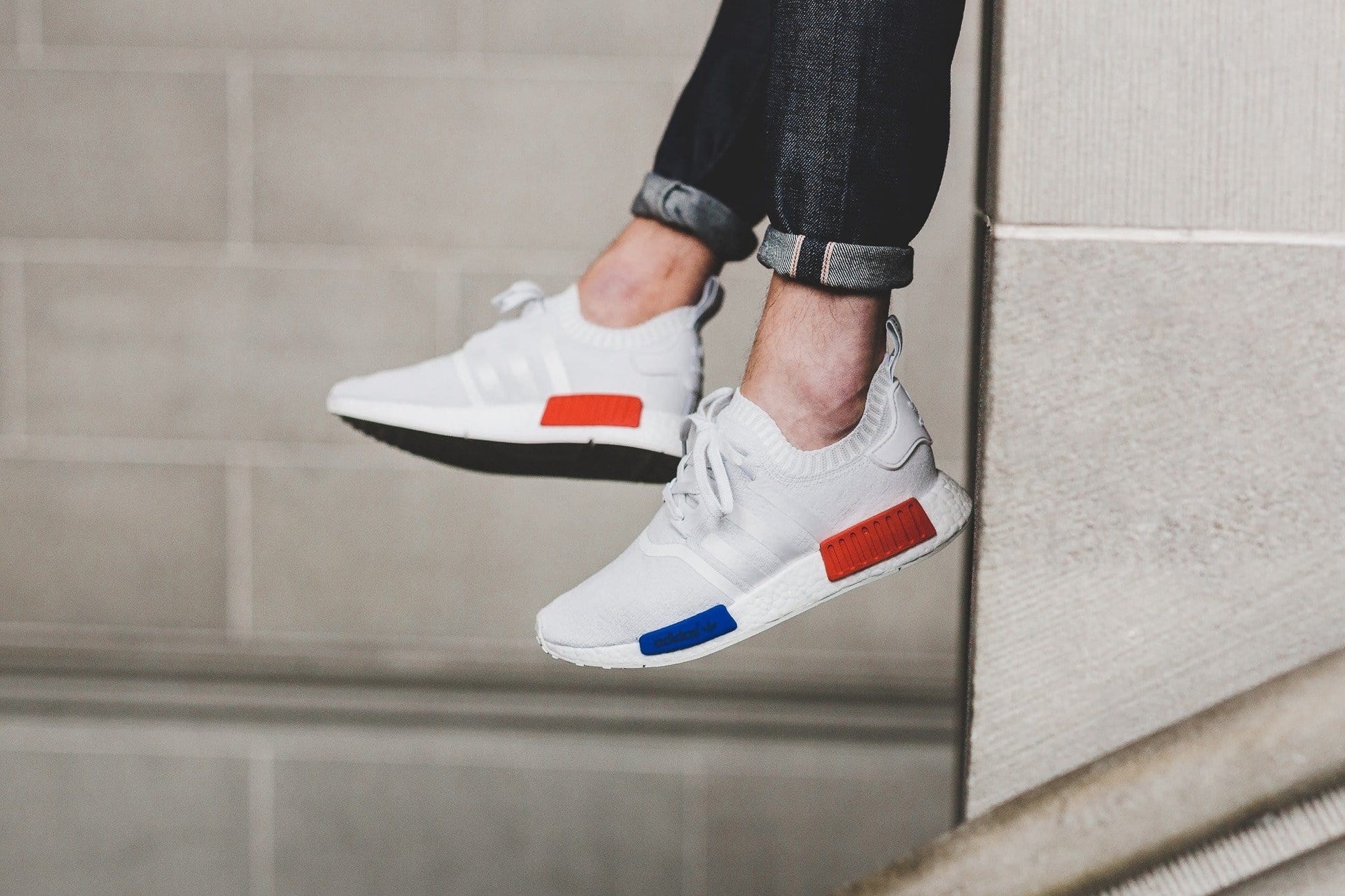 Adidas NMD_R1 Primeknit Vintage White-Lush Red - Kick Game