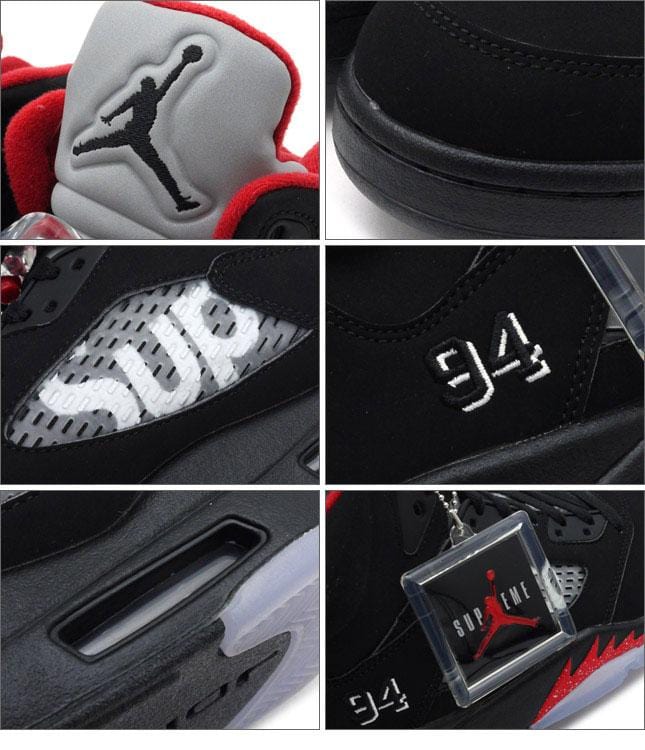 Air Jordan 5 Retro x Supreme Black 824371 001 9.5 / New / Good