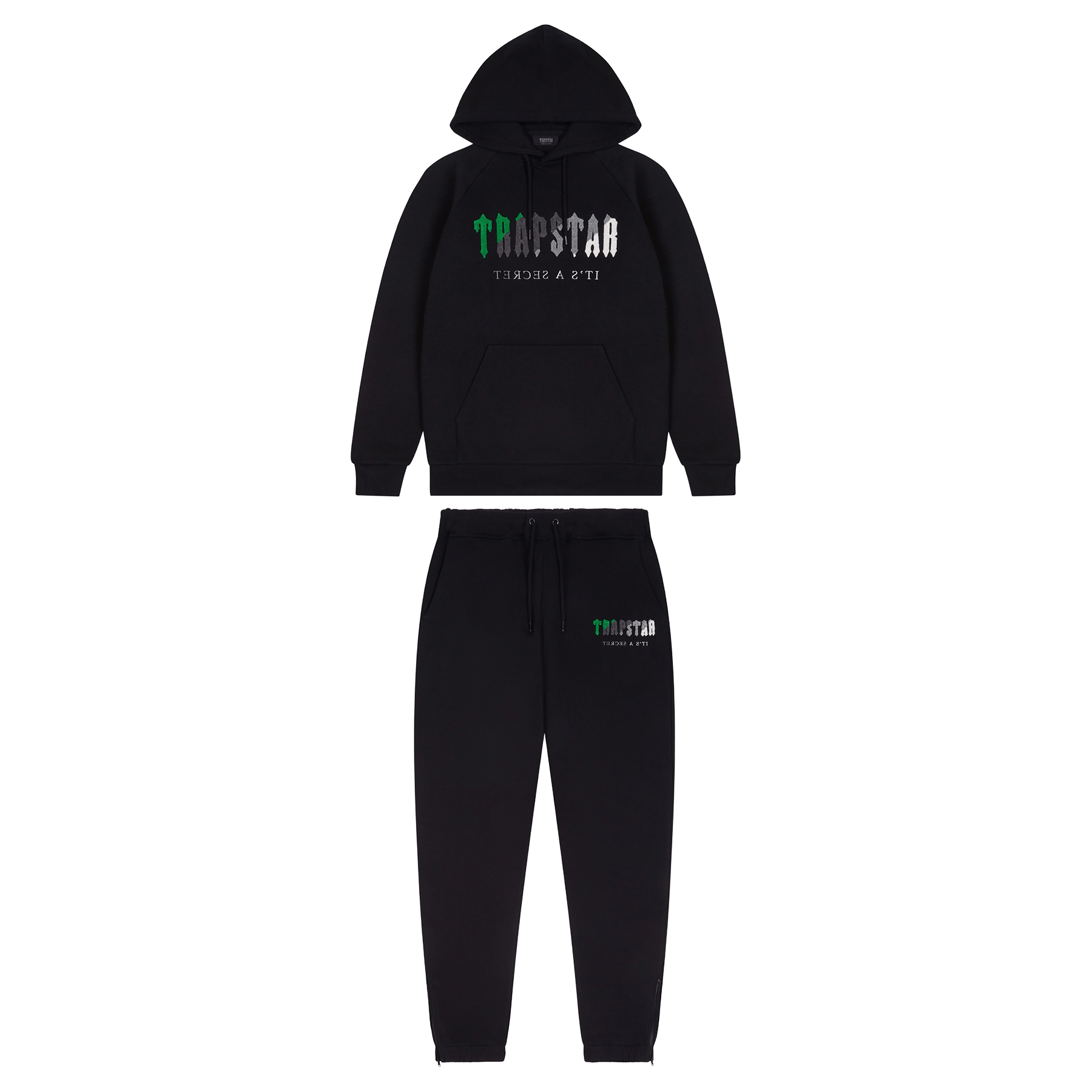 Trapstar Chenille Decoded Hooded Tracksuit-Black/Green - Kick Game