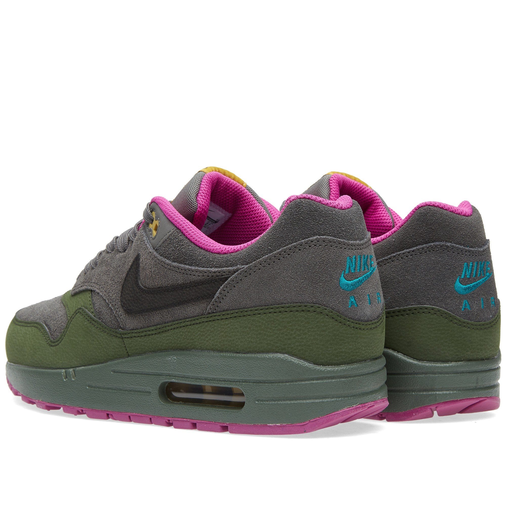 NIKE AIR MAX 1 LEATHER Dark Pewter Carbon Green Kick Game