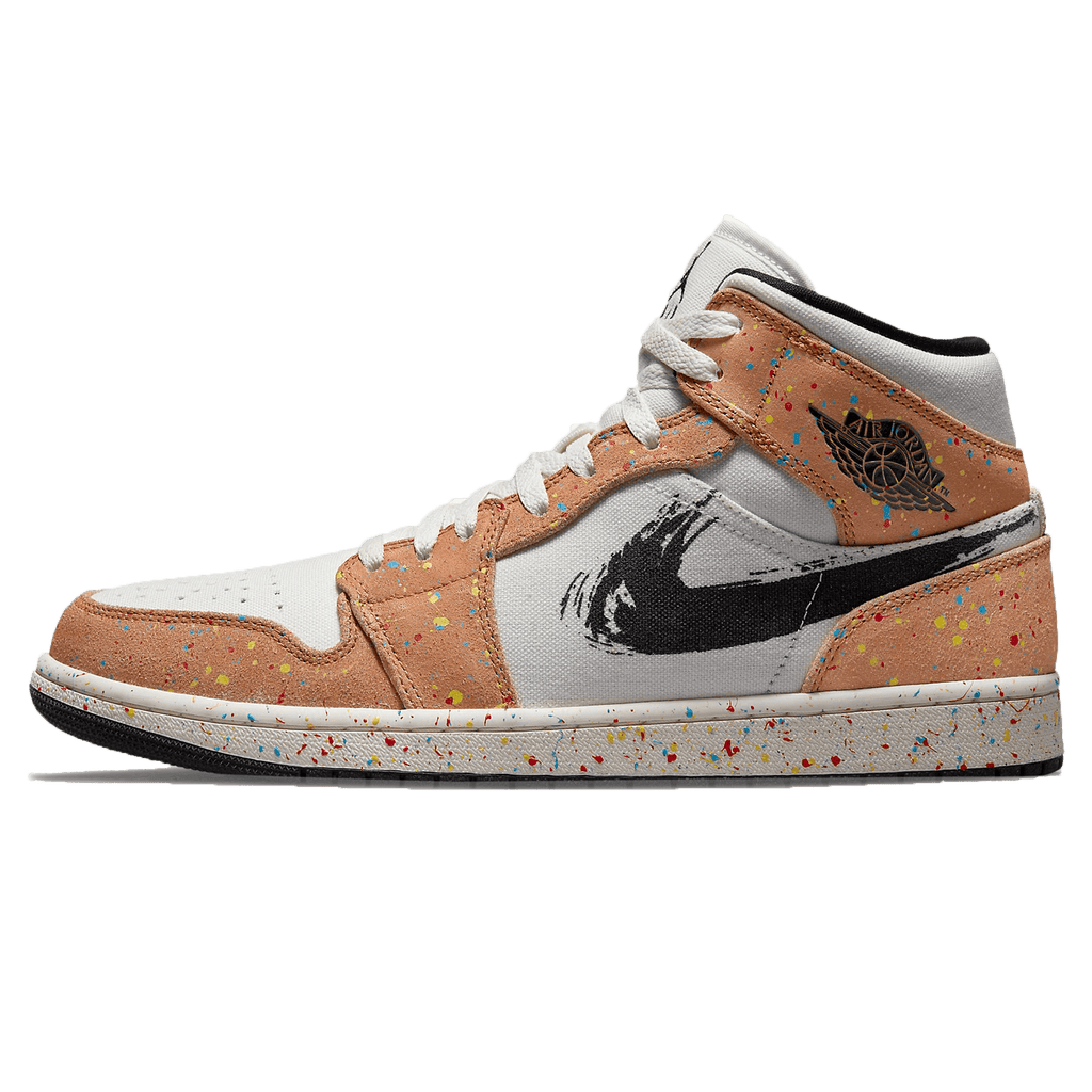 Air Jordan 1 Mid SE Brushstroke Paint Splatter Kick Game