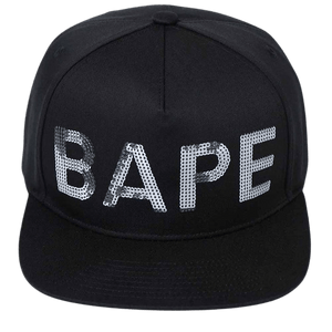 Bape Sequin Snap Back Cap Black