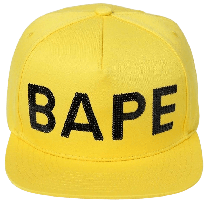Bape Sequin Snap Back Cap Yellow - Kick Game