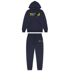 Trapstar Chenille Decoded Hooded Tracksuit-Navy/Yellow