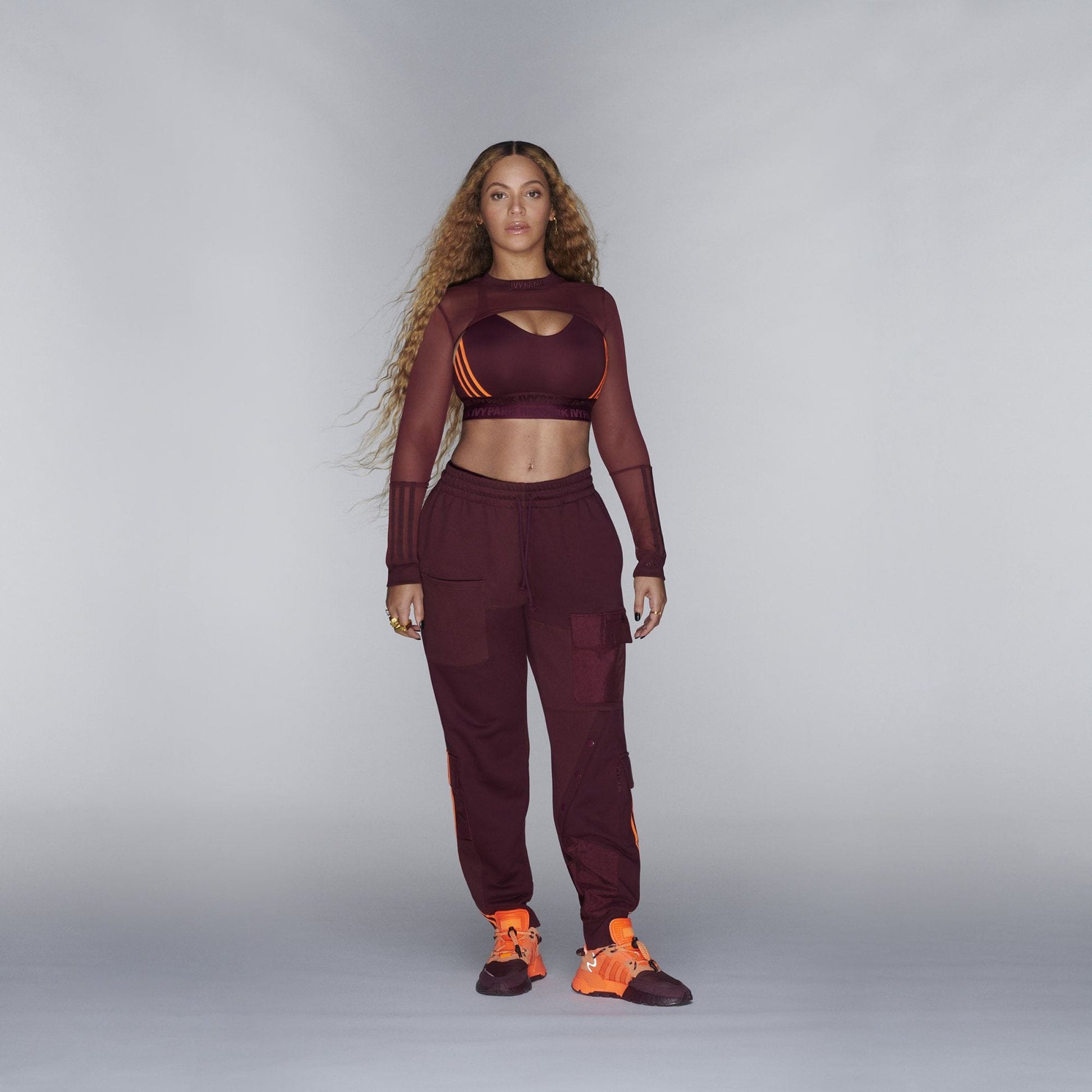 adidas Ivy Park Cargo Sweatpants Maroon/Solar Orange - Kick Game