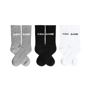 Kick Game 3 Pack Socks "Black White Grey"
