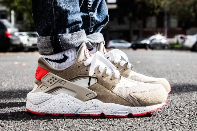Nike Air Huarache 'Light Beige & Laser Crimson' - Kick Game