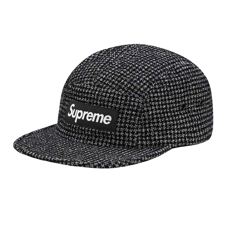 Supreme Boucle Houndstooth Camp Cap - Black - Kick Game