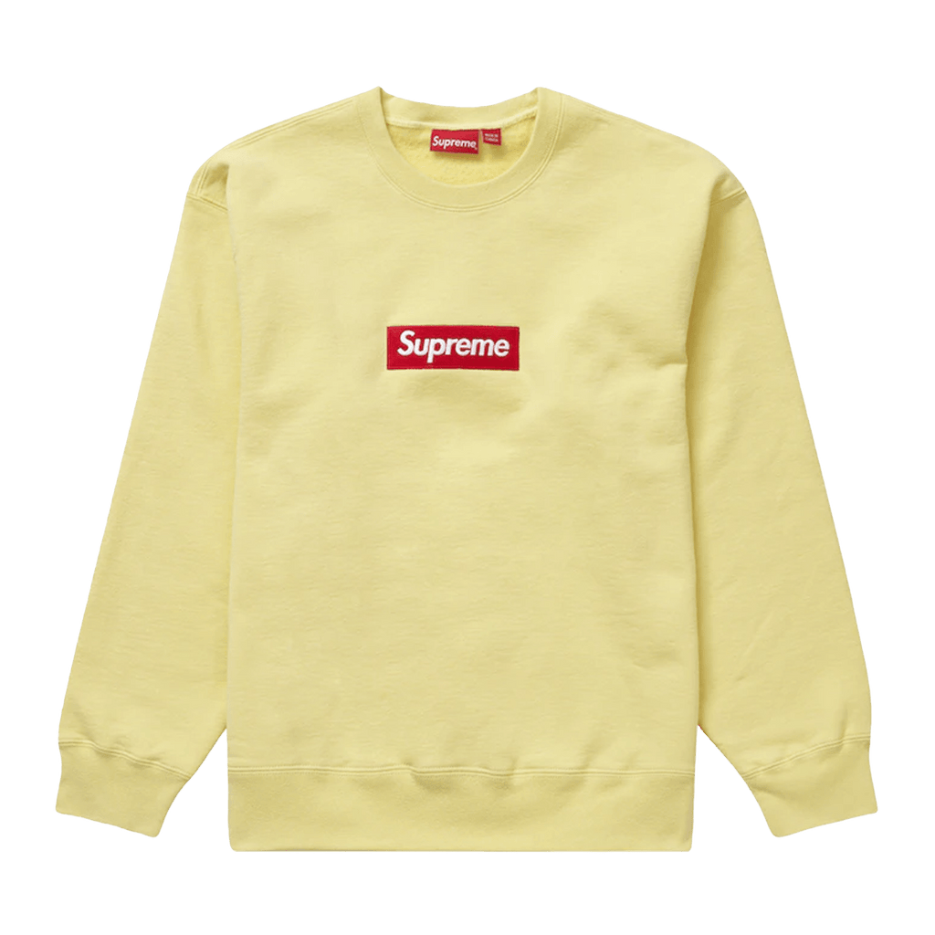 Supreme Box Logo Crewneck Pale Yellow FW22 Kick Game