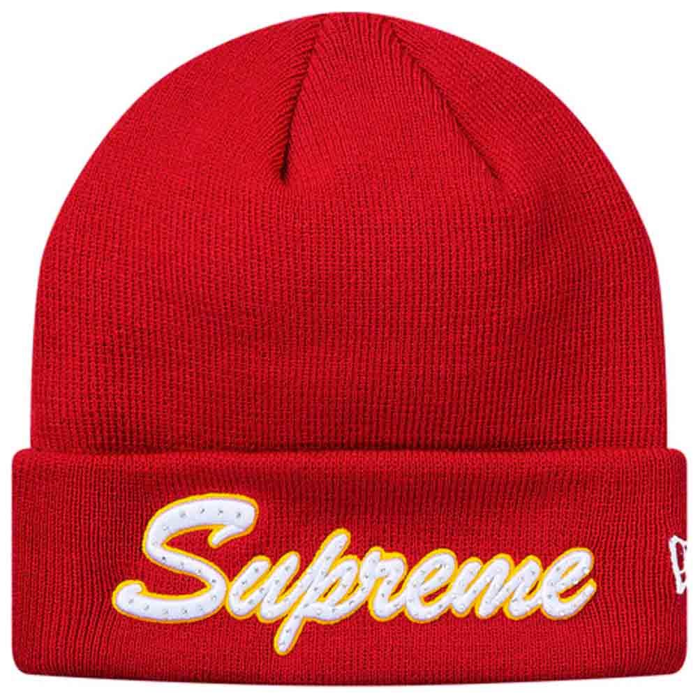 Supreme New Era Script Beanie (FW18) Red - Kick Game