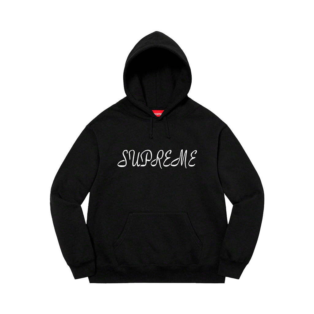 Supreme Script Hooded Sweatshirt 'Black' — Kick Game Supreme Script Hooded Sweatshirt 'Black' — Kick Game