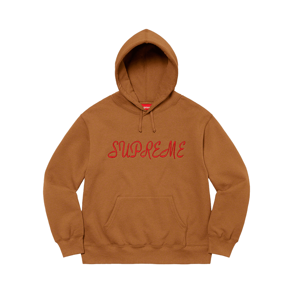 Supreme Script Hooded Sweatshirt 'Light Brown' - Kick Game
