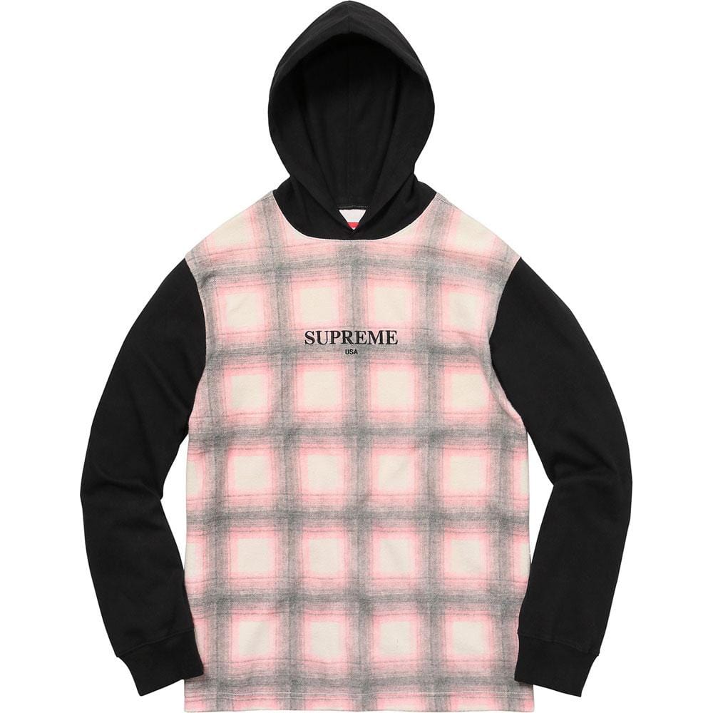 Supreme Shadow Plaid Hooded L-S Top Pink - Kick Game