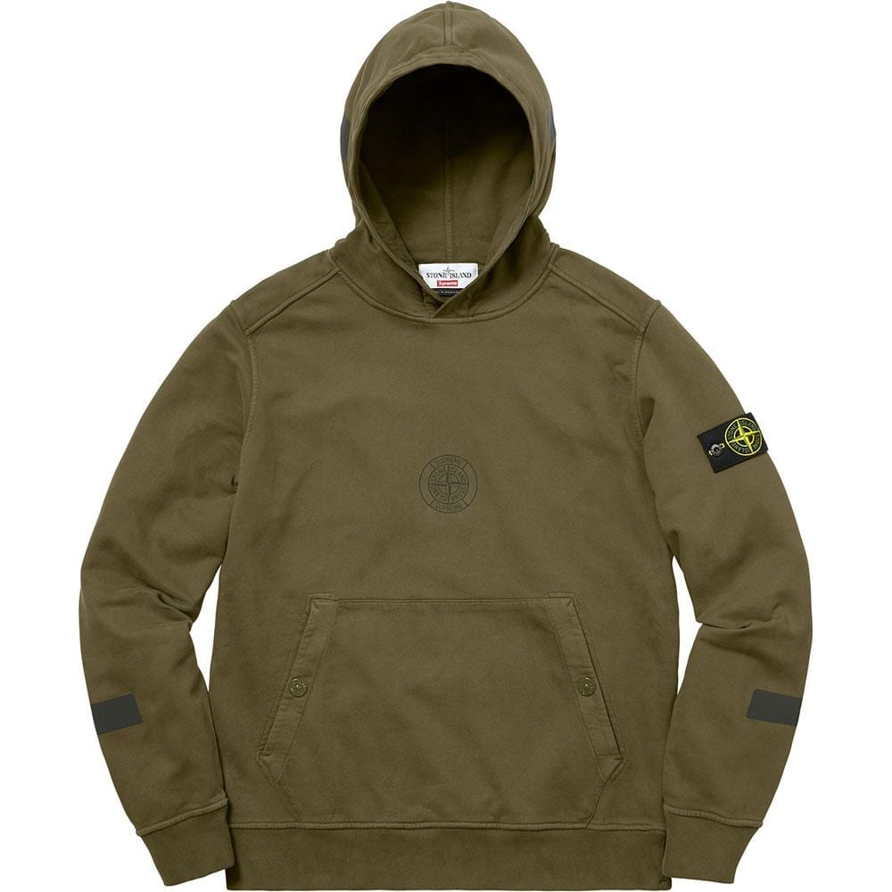 Supreme-Stone Island Hooded Sweatshirt - Olive - Kick Game