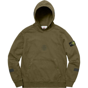 Supreme-Stone Island Hooded Sweatshirt - Olive