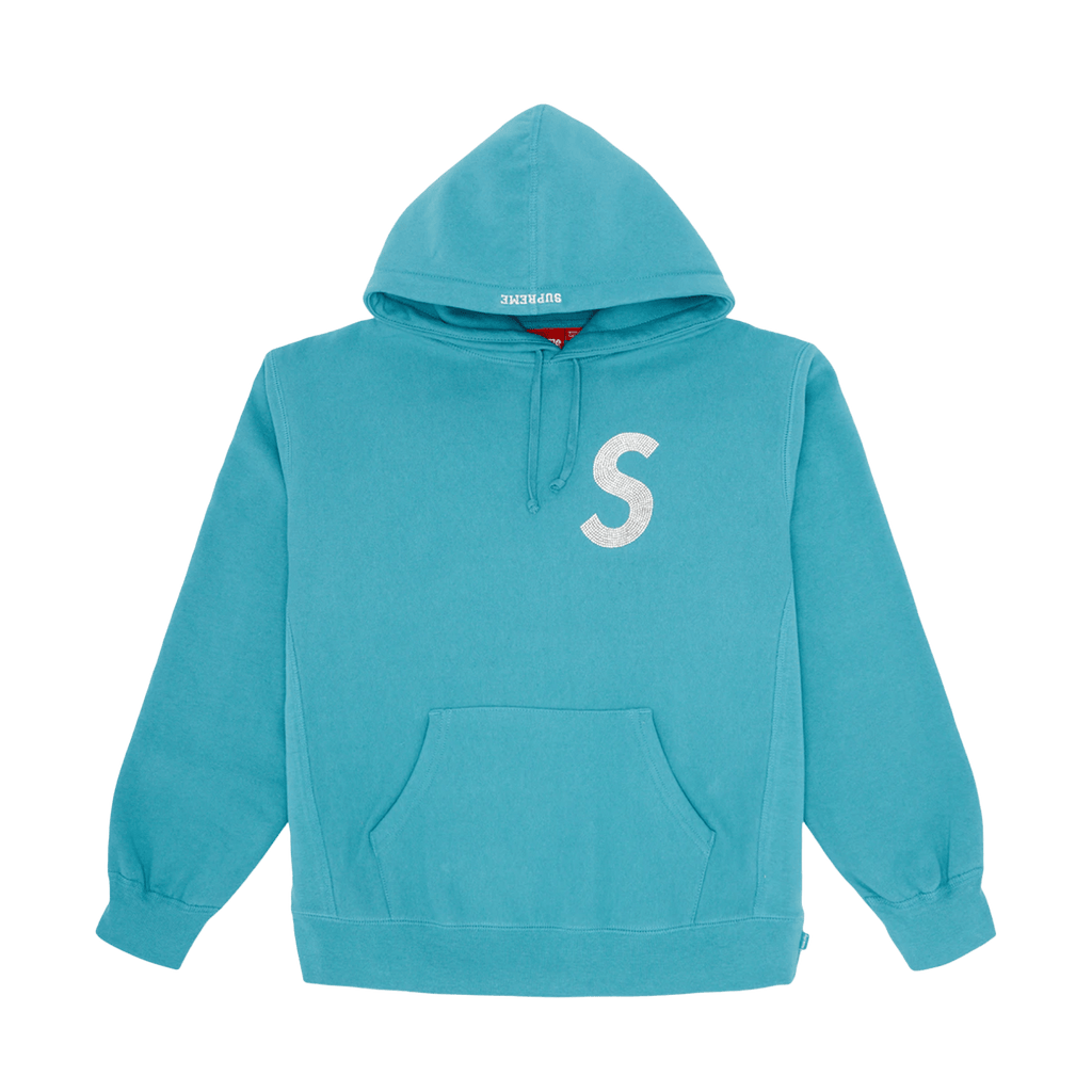 Supreme x Swarovski S Logo Hooded Sweatshirt 'Light Aqua' - Kick Game