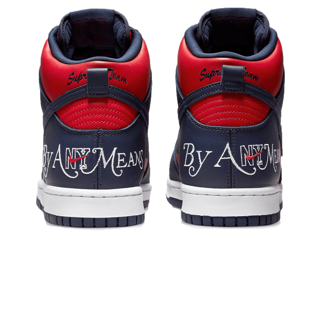 Supreme x Nike Dunk High SB 'By Any Means - Red Navy' — IetpShops - nike  dunk cmft black denim shoes