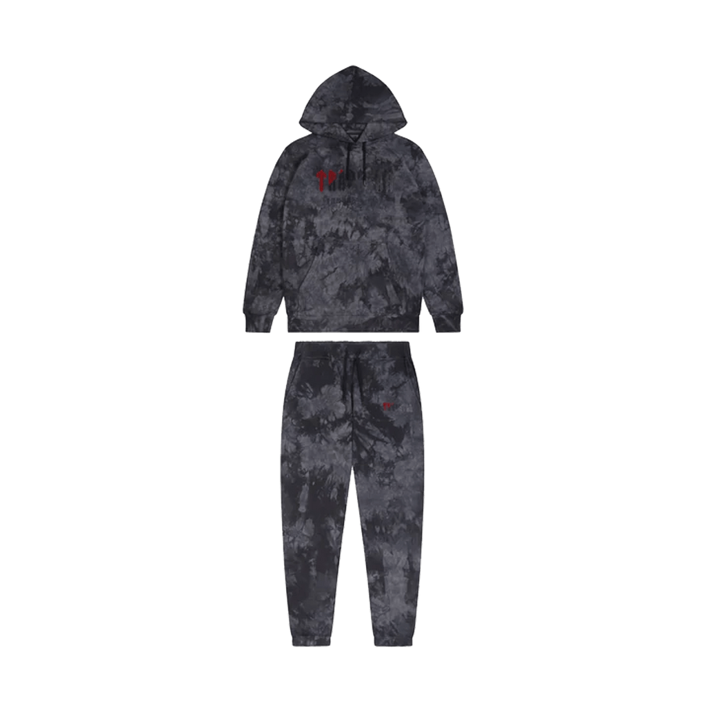 Trapstar Chenille Decoded Hooded Tracksuit Allover Tie Dye Red