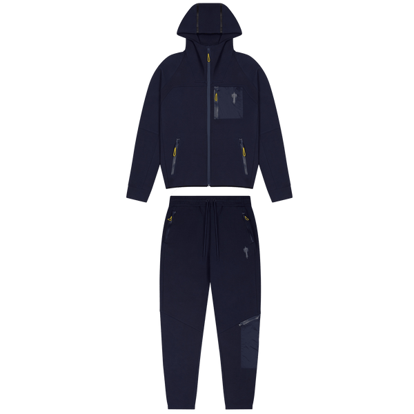 Trapstar Irongate T Fleece Zip Tracksuit-Navy/Yellow — Kick Game