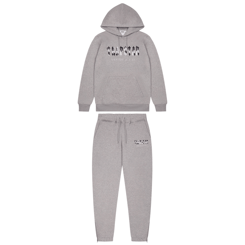 Trapstar Chenille Decoded Hooded Tracksuit Grey Camo Edition Kick Game