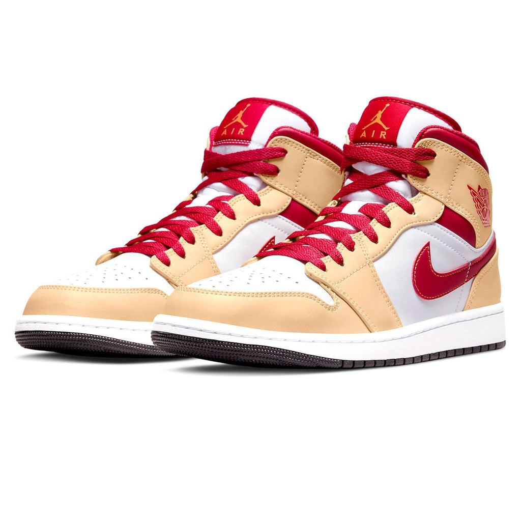 Air Jordan 1 Mid 'Light Curry Cardinal Red' - Kick Game