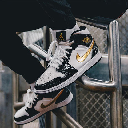 Air Jordan 1 Mid Patent 'Black Gold' - Kick Game