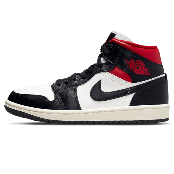 Air Jordan 1 Mid Wmns Black Sail Gym Red Kick Game
