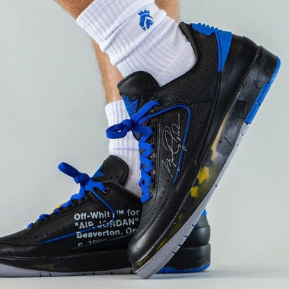 Off-White x Air Jordan 2 Retro Low SP 'Black Varsity Royal' - Kick Game
