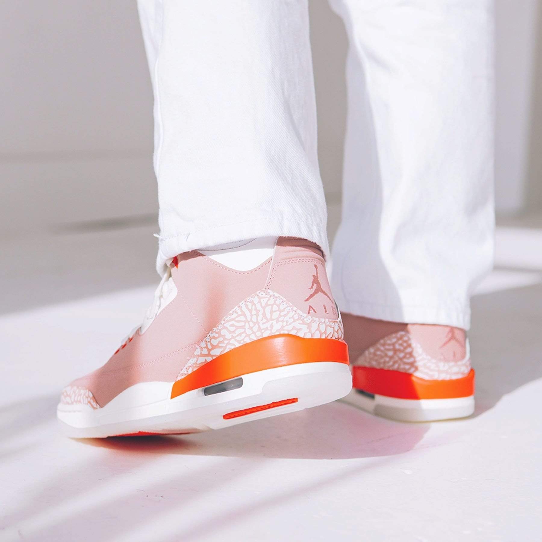 rust pink 3s on feet