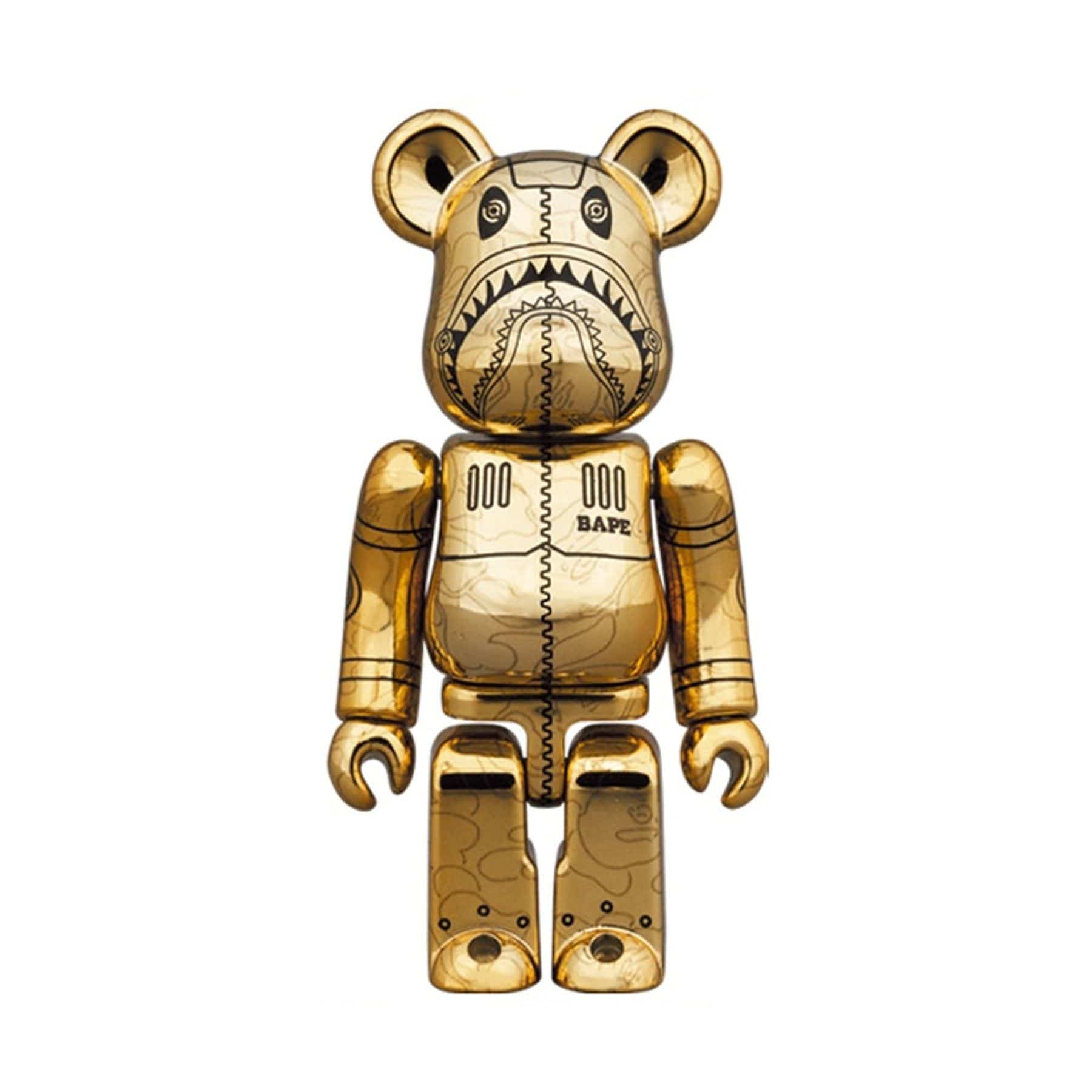Bearbrick x BAPE x Hajime Sorayama Camo Shark 100% & 400% Set 'Gold' - Kick Game