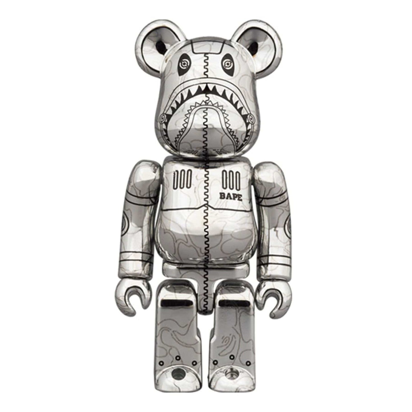 Bearbrick x BAPE x Hajime Sorayama Camo Shark 100% & 400% Set 'Silver' - Kick Game