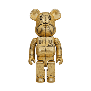 Bearbrick x BAPE x Hajime Sorayama Camo Shark 1000% 'Gold'