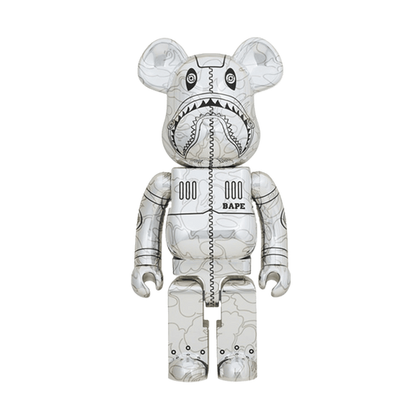 Bearbrick x BAPE x Hajime Sorayama Camo Shark 1000% 'Silver